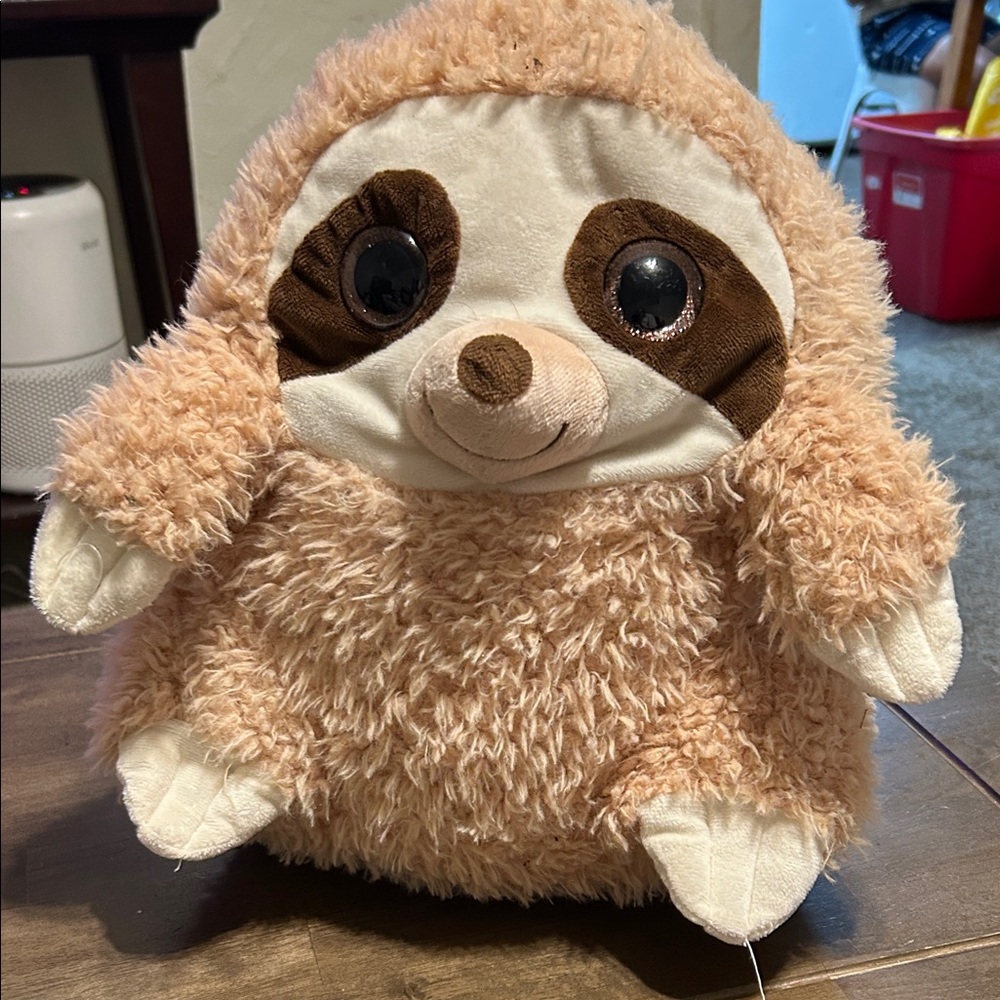 Adorable Tan and White Stuffed Sloth Toy